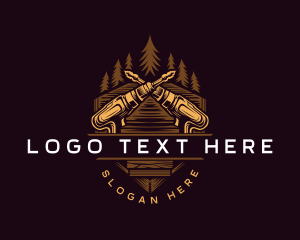 Woodwork Drill Carpentry logo design