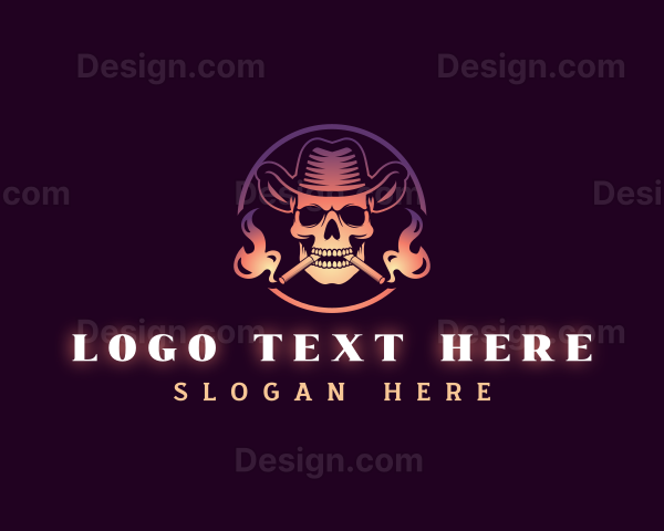 Cowboy Smoking Skull Logo