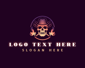 Cowboy Smoking Skull logo design