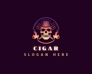 Cowboy Smoking Skull logo design