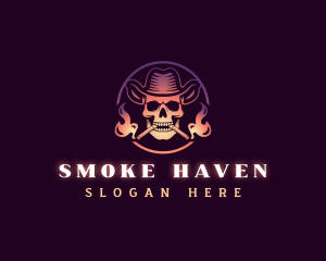 Cowboy Smoking Skull logo design