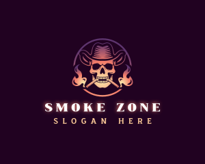 Cowboy Smoking Skull logo design