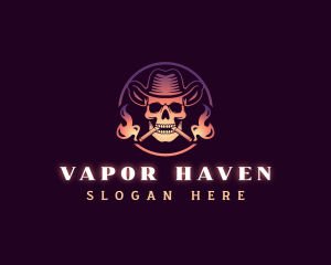 Cowboy Smoking Skull logo design