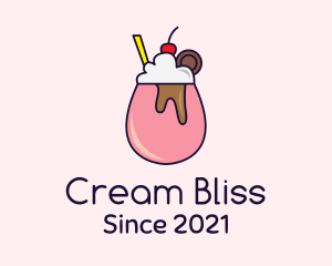 Cherry Milkshake Drink logo design