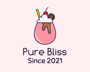 Cherry Milkshake Drink logo design