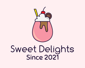 Cherry Milkshake Drink logo design