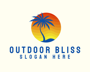 Tropical Sunrise Tree logo design