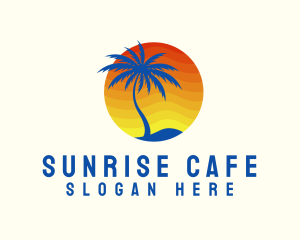 Tropical Sunrise Tree logo design