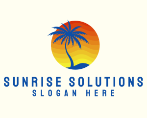 Tropical Sunrise Tree logo design