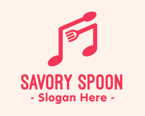 Pink Musical Spoon & Fork logo design