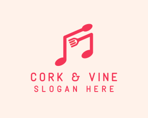 Pink Musical Spoon & Fork logo design