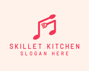 Pink Musical Spoon & Fork logo design