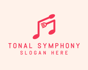 Pink Musical Spoon & Fork logo design