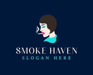 Woman Smoke Cigarette logo design