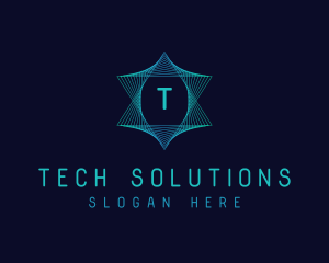 Digital Tech Lines Star logo design