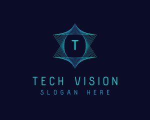 Digital Tech Lines Star logo design