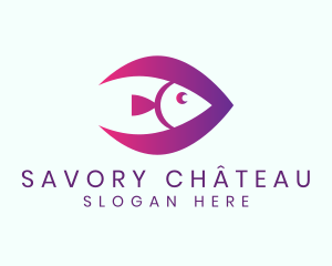 Purple Fish Animal logo design