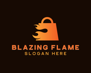 Flaming Shopping Bag Market logo design