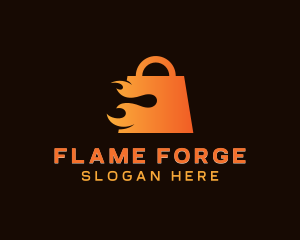 Flaming Shopping Bag Market logo design