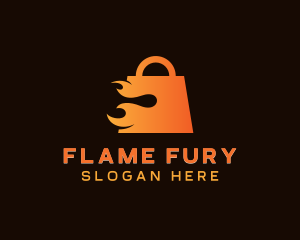 Flaming Shopping Bag Market logo design