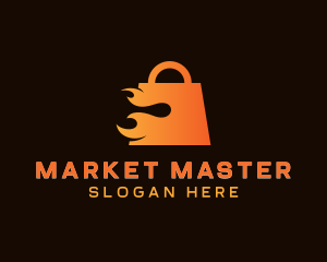 Flaming Shopping Bag Market logo design