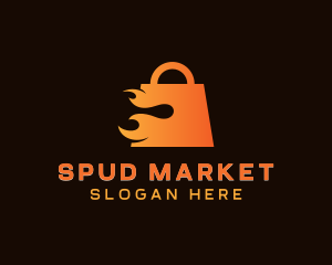 Flaming Shopping Bag Market logo design