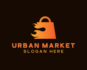 Flaming Shopping Bag Market logo design