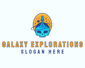 Space Galaxy Skull logo design