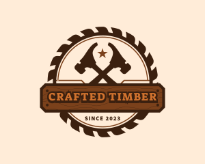 Hammer Saw Woodwork logo design