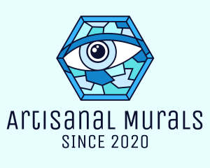 Blue Stained Glass Eye logo design