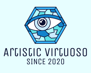 Blue Stained Glass Eye logo design