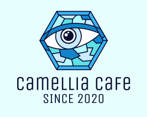 Blue Stained Glass Eye logo design