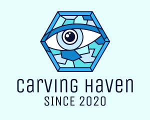 Blue Stained Glass Eye logo design