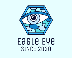 Blue Stained Glass Eye logo design