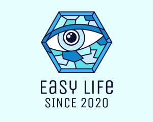 Blue Stained Glass Eye logo design