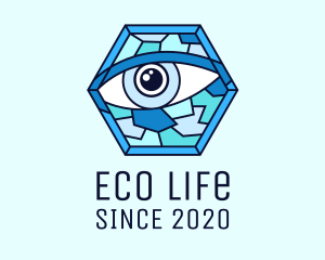 Blue Stained Glass Eye logo design