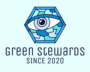 Blue Stained Glass Eye logo design