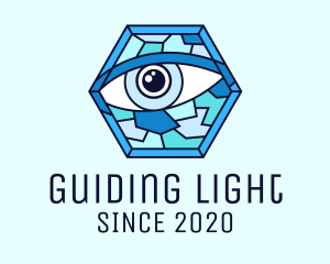 Blue Stained Glass Eye logo design