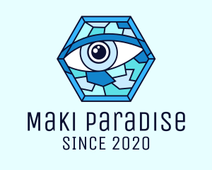 Blue Stained Glass Eye logo design