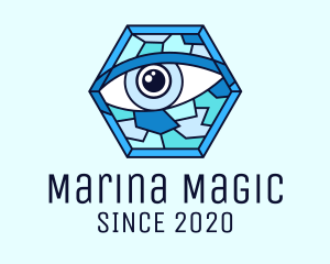 Blue Stained Glass Eye logo design