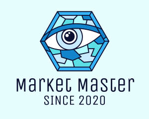 Blue Stained Glass Eye logo design