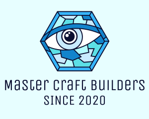 Blue Stained Glass Eye logo design