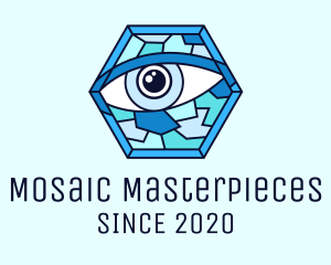 Blue Stained Glass Eye logo design