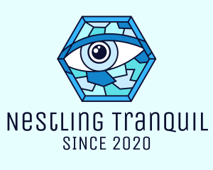 Blue Stained Glass Eye logo design