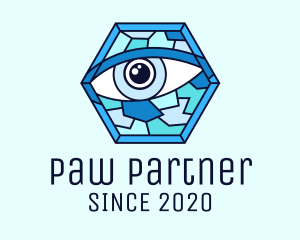 Blue Stained Glass Eye logo design