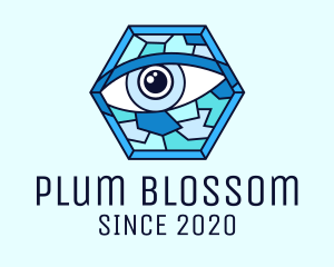 Blue Stained Glass Eye logo design