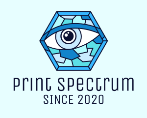 Blue Stained Glass Eye logo design