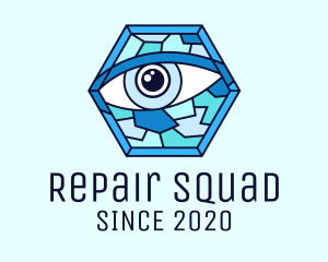 Blue Stained Glass Eye logo design