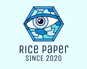 Blue Stained Glass Eye logo design