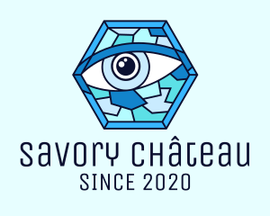 Blue Stained Glass Eye logo design